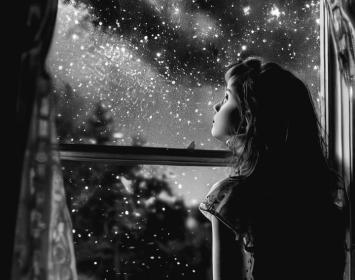 Chica mirando las estrellas 